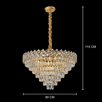 Crystal Chandelier WINDSOR Supremo 10xE14, Διάμετρος 80cm, Γυαλιστερό Χρυσό, Ρυθμιζόμενο Ύψος