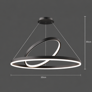 Κρεμαστός πολυέλαιος LED PAGANO 47W, 3000K, 2 κύκλοι, μαύρος, ρυθμιζόμενο ύψος