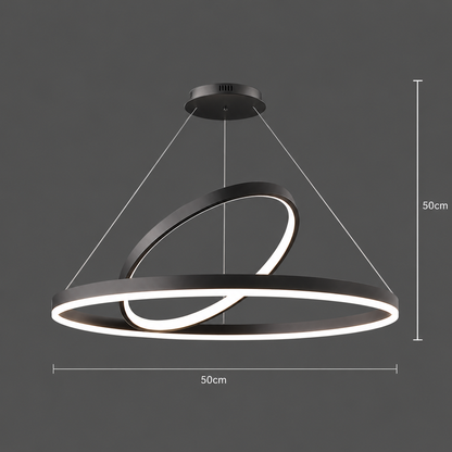 Κρεμαστός πολυέλαιος LED PAGANO 47W, 3000K, 2 κύκλοι, μαύρος, ρυθμιζόμενο ύψος