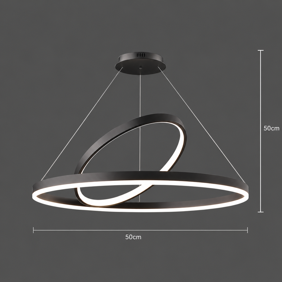 Κρεμαστός πολυέλαιος LED PAGANO 47W, 3000K, 2 κύκλοι, μαύρος, ρυθμιζόμενο ύψος