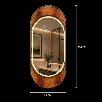 Καθρέφτης Giga LED, 80x60cm, Ασημί, Touch, 6000K φως