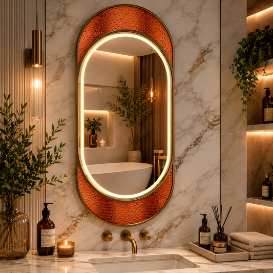 Καθρέφτης Giga LED, 80x60cm, Ασημί, Touch, 6000K φως