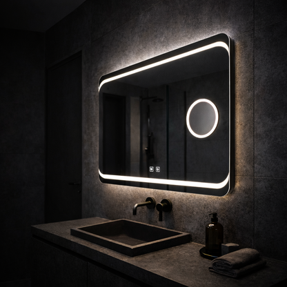 Ορθογώνιος καθρέφτης LED, 80x60 εκ., Stella Touch, Καθρέφτες συστήματος απομίμησης Korman E Προεπιλεγμένος τίτλος Alessandro Design