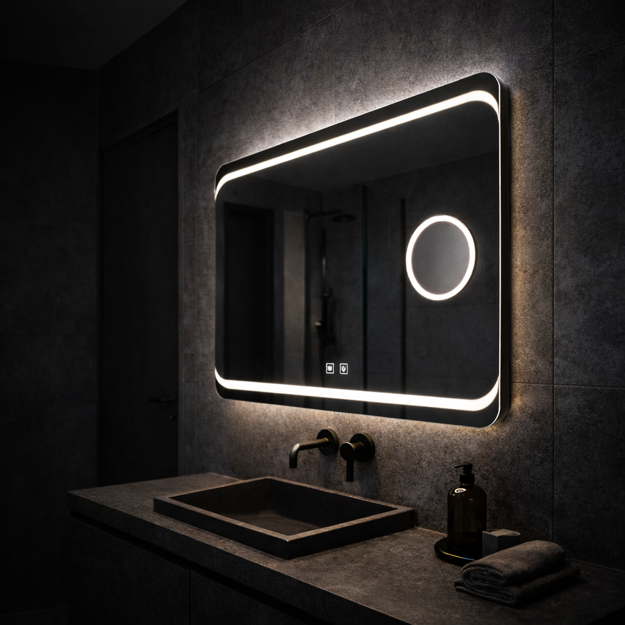 Ορθογώνιος καθρέφτης LED, 80x60 εκ., Stella Touch, Καθρέφτες συστήματος απομίμησης Korman E Προεπιλεγμένος τίτλος Alessandro Design