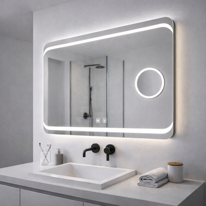 Ορθογώνιος καθρέφτης LED, 80x60 εκ., Stella Touch, Καθρέφτες συστήματος απομίμησης Korman E Προεπιλεγμένος τίτλος Alessandro Design