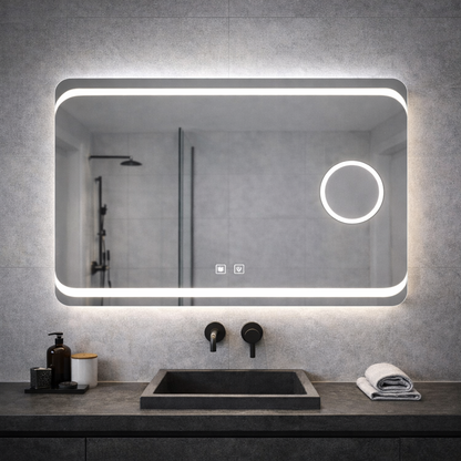 Ορθογώνιος καθρέφτης LED, 80x60 εκ., Stella Touch, Καθρέφτες συστήματος απομίμησης Korman E Προεπιλεγμένος τίτλος Alessandro Design