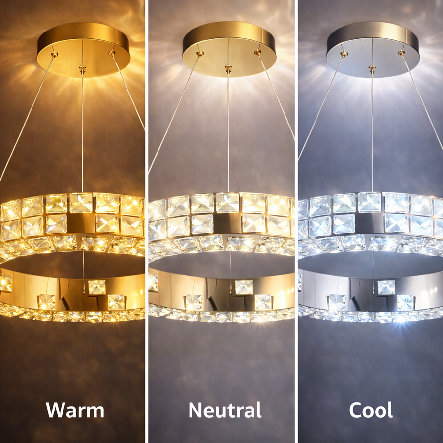 Lustra LED cu Telecomanda, LLC135/1GD, Cristal si Metal, 29W, 1 Cerc, Dimabila, Inaltime Reglabila, Lumina Rece/Calda/Neutra, Iluminat Luxos Lustre LED cu Telecomanda Default Title Alessandro Design