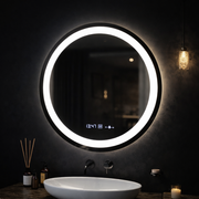 Στρογγυλός καθρέφτης LED, διάμετρος 50 cm, Celeste MotionGlow Marcello, Σύστημα αποθάμβωσης, Ρολόι & Θερμόμετρο, Ρυθμιζόμενο, Θερμό Ουδέτερο Ψυχρό Φως 3000K/4000K/6000K Καθρέφτες Marcello Προεπιλεγμένος τίτλος Alessandro Design