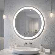Στρογγυλός καθρέφτης LED, διάμετρος 50 cm, Celeste MotionGlow Marcello, Σύστημα αποθάμβωσης, Ρολόι & Θερμόμετρο, Ρυθμιζόμενο, Θερμό Ουδέτερο Ψυχρό Φως 3000K/4000K/6000K Καθρέφτες Marcello Προεπιλεγμένος τίτλος Alessandro Design