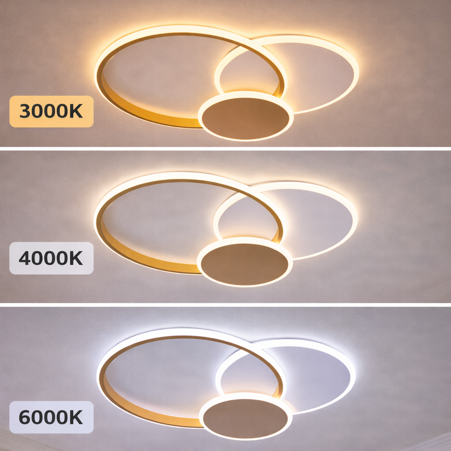 Πολυέλαιος LED με Τηλεχειριστήριο KILLIAN 46W, 3 κύκλοι, Κρύο/Ζεστό/Ουδέτερο φως 3000K/4000K/6000K, Ρυθμιζόμενο, Χρυσό Λευκό LED Πολυέλαιοι με Τηλεχειριστήριο Προεπιλεγμένος τίτλος Alessandro Design