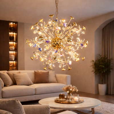 Crystal Chandelier CC372/500GD, 24xG4, Gold and Crystals, 52cm, Ρυθμιζόμενο Ύψος