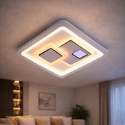 Πολυέλαιος LED KEREN 33W, Τετράγωνο, Κρύο/Ζεστό/Ουδέτερο φως 3000K/4000K/6000K, Λευκό, Μεταλλικό και Ακρυλικό LED Πολυέλαιοι Προεπιλεγμένος τίτλος Alessandro Design