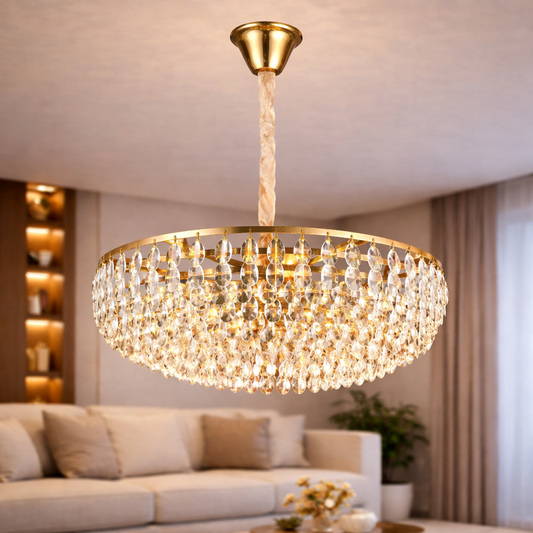 Candelabru Cristal CC1677/500GD, 9xE14, Auriu Lucios, Inaltime Reglabila, Metal si Cristal Candelabre Cristal Default Title Alessandro Design