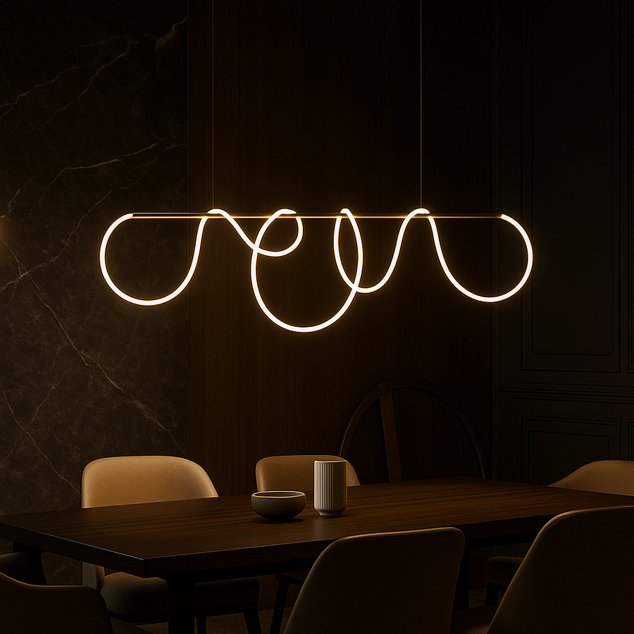 Πολυέλαιος LED DIVINO Gold 96W με εύκαμπτο σωλήνα σιλικόνης, 96W, 150cm - Ρυθμιζόμενο φως 3000K/4000K/6000K Modern Chandeliers Προεπιλεγμένος τίτλος Alessandro Design