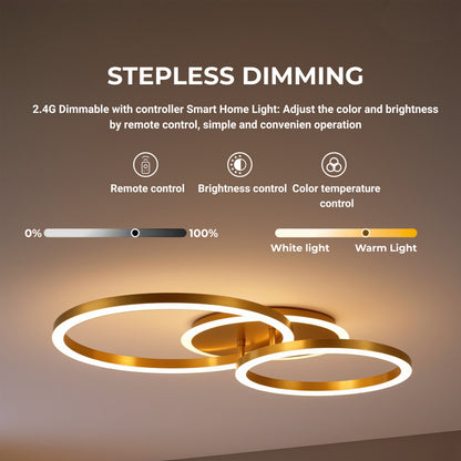 Πολυέλαιος LED με τηλεχειριστήριο RINOVA 66W, 2 κύκλοι, κρύο/θερμ/ουδέτερο φως, ρυθμιζόμενο, λαμπερό χρυσό LED πολυέλαιοι με τηλεχειριστήριο Προεπιλεγμένος τίτλος Alessandro Design