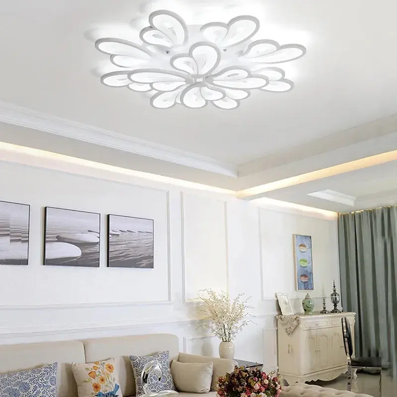 Πολυέλαιος LED με τηλεχειριστήριο BLOSSOM 146W, 12 πέταλα, Κρύο/Ζεστό/Ουδέτερο φως 3000k/4000k/6000k, Ρυθμιζόμενο, Λευκός πολυέλαιος LED με τηλεχειριστήριο Προεπιλεγμένος τίτλος Alessandro Design