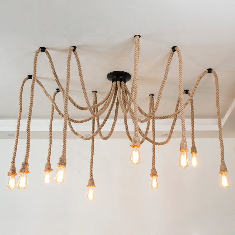Vintage Chandelier LV120/10BK, 10xE27, Rustic, String and Metal, 2x100cm, Black Support Vintage Chandeliers Προεπιλεγμένος τίτλος Alessandro Design