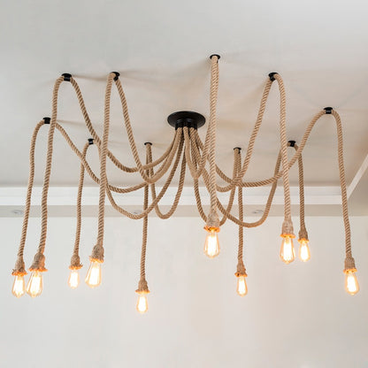 Vintage Chandelier LV120/10BK, 10xE27, Rustic, String and Metal, 2x100cm, Black Support Vintage Chandeliers Προεπιλεγμένος τίτλος Alessandro Design