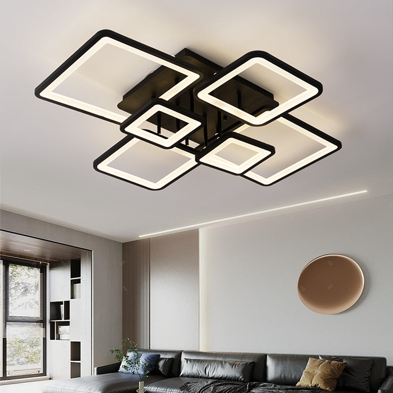 Πολυέλαιος LED με τηλεχειριστήριο ELLA 120W, 6 τετράγωνα, κρύο/θερμό/ουδέτερο φως, ρυθμιζόμενο, μαύρο, μεταλλικό και ακρυλικό πολυέλαιοι LED με τηλεχειριστήριο Προεπιλεγμένος τίτλος Alessandro Design