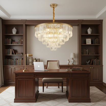 Crystal Chandelier CHAMBORD Eleganza 8xE14, Diameter 48cm, Matt Gold Crystal Chandeliers Προεπιλεγμένος τίτλος Alessandro Design