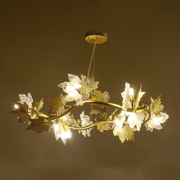 Candelabru Modern LEAFORA Eleganza, 6xE14, Diametru 50cm, Auriu, Inaltime Reglabila, Metal si Cristal Candelabre Moderne Default Title Alessandro Design