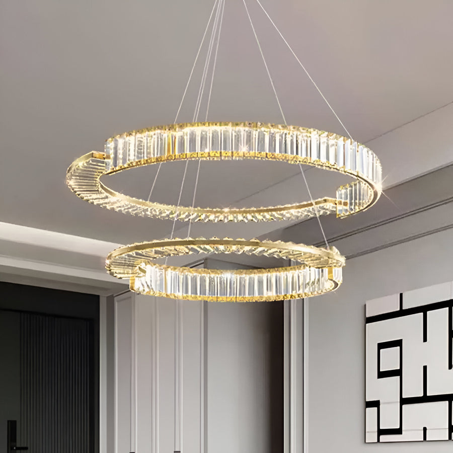 Κρεμαστός κρυστάλλινος πολυέλαιος LED PRISM REGAL 117W, 2 κύκλοι, Κρύο/Ζεστό/Ουδέτερο φως, Ρυθμιζόμενο, Χρυσό, Ρυθμιζόμενο ύψος Κρυστάλλινοι πολυέλαιοι LED Προεπιλεγμένος τίτλος Alessandro Design
