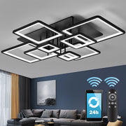 Πολυέλαιος LED με τηλεχειριστήριο ELLA 186W, 8 τετράγωνα, κρύο/θερμό/ουδέτερο φως, ρυθμιζόμενο, μαύροι πολυέλαιοι LED με τηλεχειριστήριο Προεπιλεγμένος τίτλος Alessandro Design
