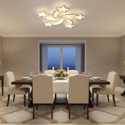 Πολυέλαιος LED με τηλεχειριστήριο IPOMOEA 85W, 5 αστέρια, Κρύο/Ζεστό/Ουδέτερο φως, Ρυθμιζόμενο, Λευκός πολυέλαιος LED με τηλεχειριστήριο Προεπιλεγμένος τίτλος Alessandro Design