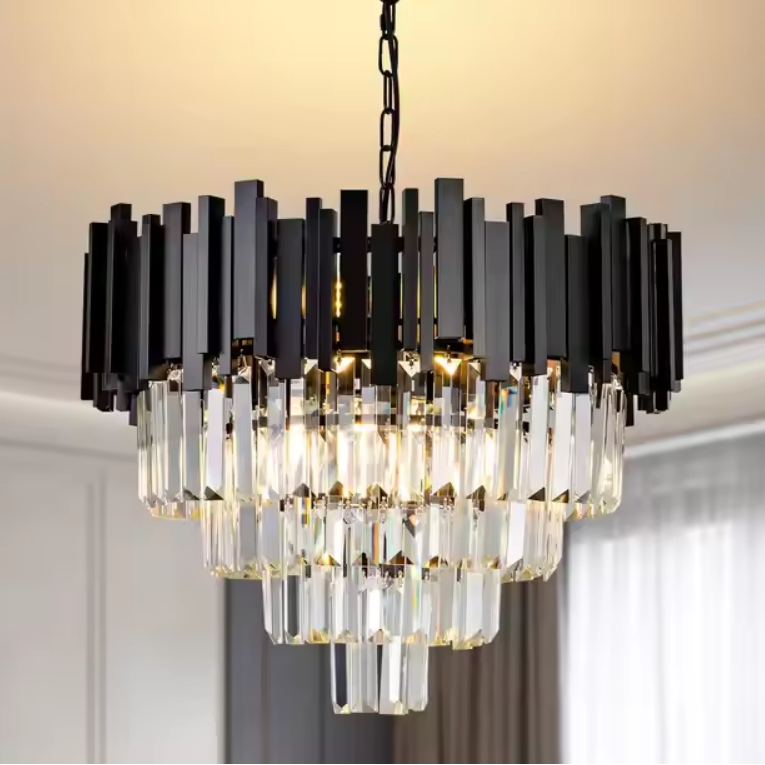 BLOIS Magno Crystal Chandelier 8x E14 D60 cm Μαύρος Χρυσός Ρυθμιζόμενος Ύψος Crystal Chandeliers Προεπιλεγμένος τίτλος Alessandro Design