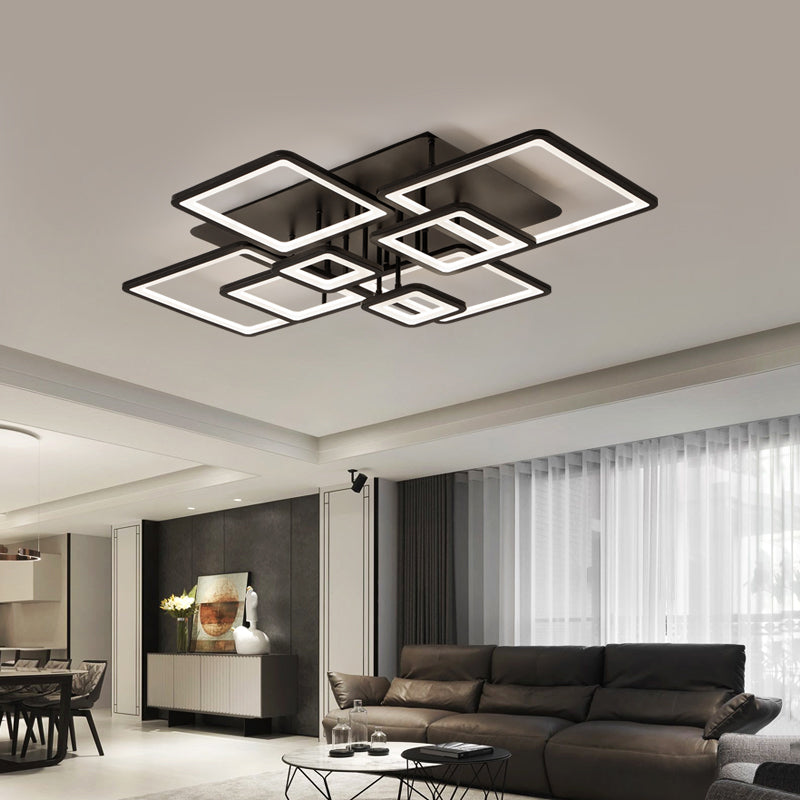 Πολυέλαιος LED με τηλεχειριστήριο ELLA 186W, 8 τετράγωνα, κρύο/θερμό/ουδέτερο φως, ρυθμιζόμενο, μαύροι πολυέλαιοι LED με τηλεχειριστήριο Προεπιλεγμένος τίτλος Alessandro Design