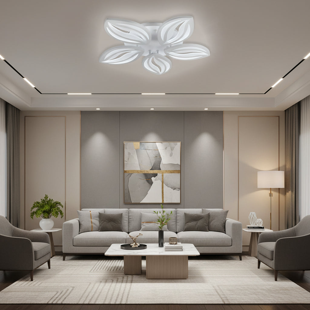 Πολυέλαιος LED με τηλεχειριστήριο ORCHID 66W, 5 πέταλα, κρύο/θερμ/ουδέτερο φως, ρυθμιζόμενο, λευκός πολυέλαιος LED με τηλεχειριστήριο Προεπιλεγμένος τίτλος Alessandro Design
