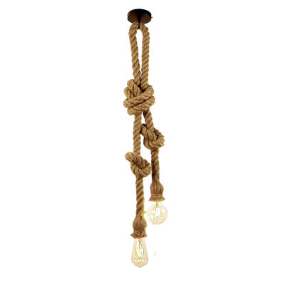 Vintage Πολυέλαιος LV102/150X120, 2xE27, Rustic, String and Metal, 150cm, Μαύρο Στήριγμα