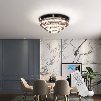 Lustra LED Cristal cu Telecomanda LLC151/500CH, 64W, 3 Elemente, lumina Rece/Calda/Neutra, Dimabila, Crom Lucios Lustre LED cu Telecomanda Default Title Alessandro Design