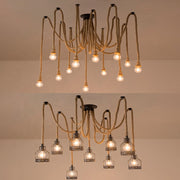 Vintage Chandelier LV121/10BK, 10xE27, Rustic, String and Metal, 2x100cm, Black Support Vintage Chandeliers Προεπιλεγμένος τίτλος Alessandro Design