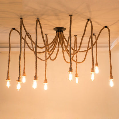 Vintage Chandelier LV120/10BK, 10xE27, Rustic, String and Metal, 2x100cm, Black Support Vintage Chandeliers Προεπιλεγμένος τίτλος Alessandro Design