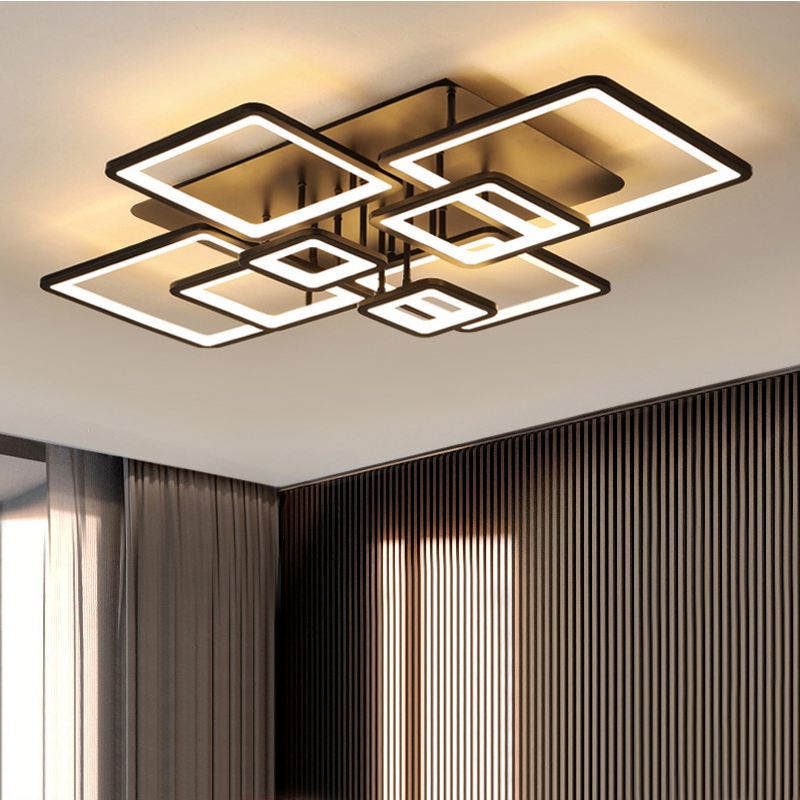 Πολυέλαιος LED με τηλεχειριστήριο ELLA 186W, 8 τετράγωνα, κρύο/θερμό/ουδέτερο φως, ρυθμιζόμενο, μαύροι πολυέλαιοι LED με τηλεχειριστήριο Προεπιλεγμένος τίτλος Alessandro Design