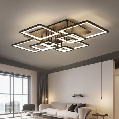 Πολυέλαιος LED με τηλεχειριστήριο ELLA 186W, 8 τετράγωνα, κρύο/θερμό/ουδέτερο φως, ρυθμιζόμενο, μαύροι πολυέλαιοι LED με τηλεχειριστήριο Προεπιλεγμένος τίτλος Alessandro Design
