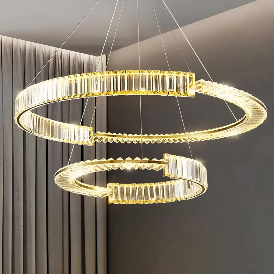 Κρεμαστός κρυστάλλινος πολυέλαιος LED PRISM REGAL 117W, 2 κύκλοι, Κρύο/Ζεστό/Ουδέτερο φως, Ρυθμιζόμενο, Χρυσό, Ρυθμιζόμενο ύψος Κρυστάλλινοι πολυέλαιοι LED Προεπιλεγμένος τίτλος Alessandro Design