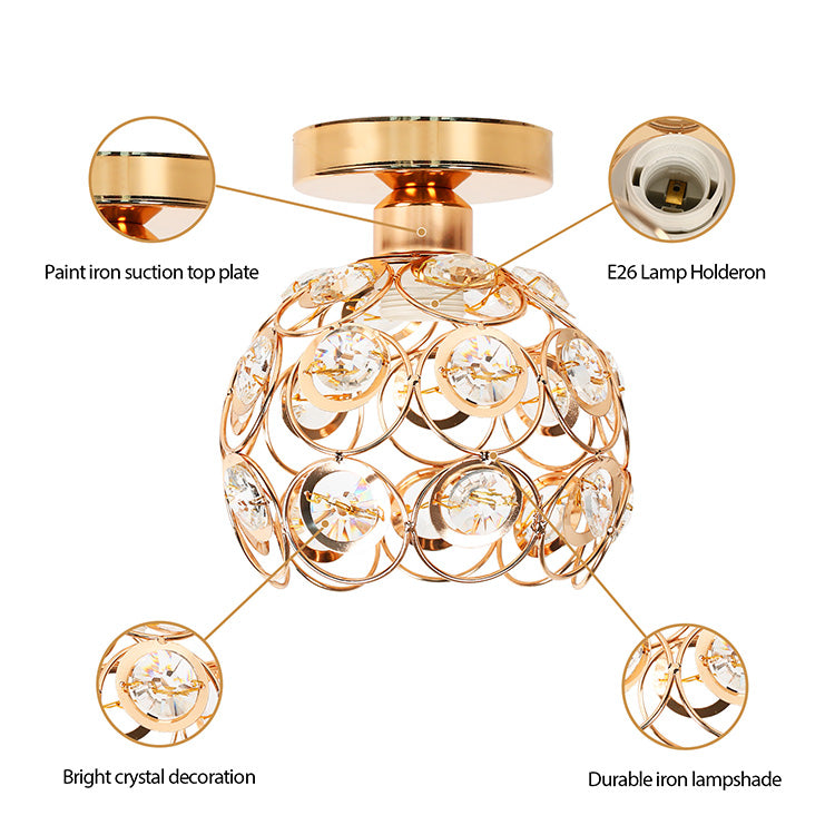 Vera Chandelier, 1xE27, D18H15cm, Gold, Metal and Crystal Classic Chandeliers Προεπιλεγμένος τίτλος Alessandro Design