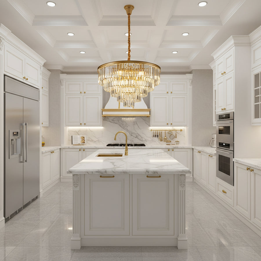 Crystal Chandelier CHAMBORD Eleganza 8xE14, Diameter 48cm, Matt Gold Crystal Chandeliers Προεπιλεγμένος τίτλος Alessandro Design