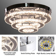 Lustra LED Cristal cu Telecomanda LLC151/500CH, 64W, 3 Elemente, lumina Rece/Calda/Neutra, Dimabila, Crom Lucios Lustre LED cu Telecomanda Default Title Alessandro Design