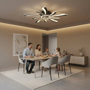 Lustra LED Ventilator VIRTULA cu Telecomanda, 29W, D77cm, Lumina Rece/Neutra/Calda, Metal si Plastic, Negru