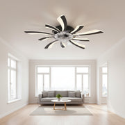 Lustra LED Ventilator VIRTULA cu Telecomanda, 29W, D77cm, Lumina Rece/Neutra/Calda, Metal si Plastic, Negru