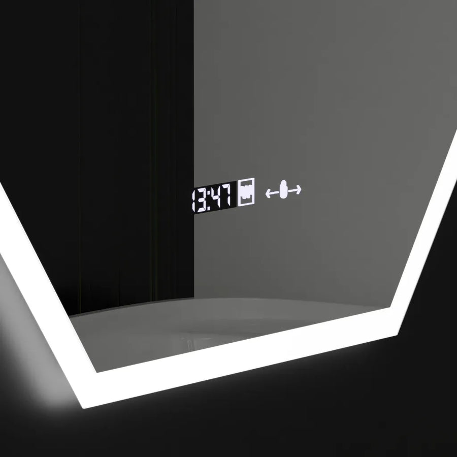 Καθρέφτης LED Polygon, 60X80cm, Hexaluce Marcello MotionGlow Sensor, De-fogging System, Clock & Thermometer, Dimabila Marcello Mirrors Προεπιλεγμένος τίτλος Alessandro Design