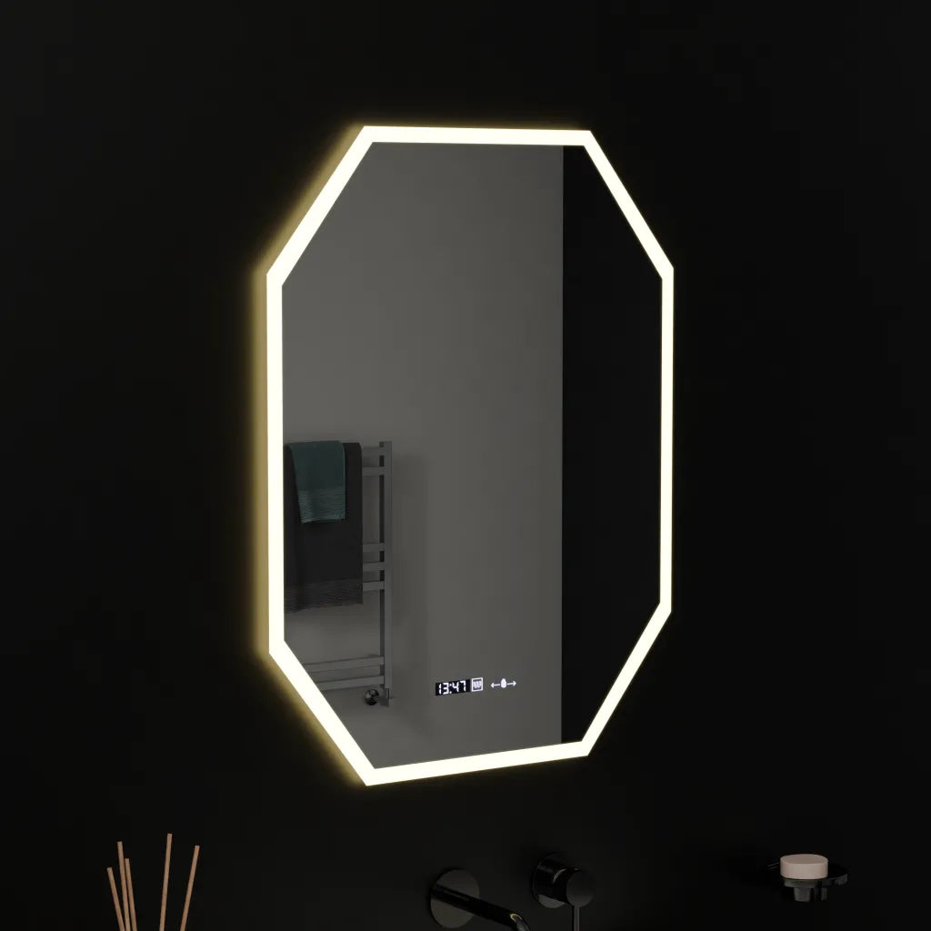 Καθρέφτης LED Polygon, 60X80cm, Hexaluce Marcello MotionGlow Sensor, De-fogging System, Clock & Thermometer, Dimabila Marcello Mirrors Προεπιλεγμένος τίτλος Alessandro Design