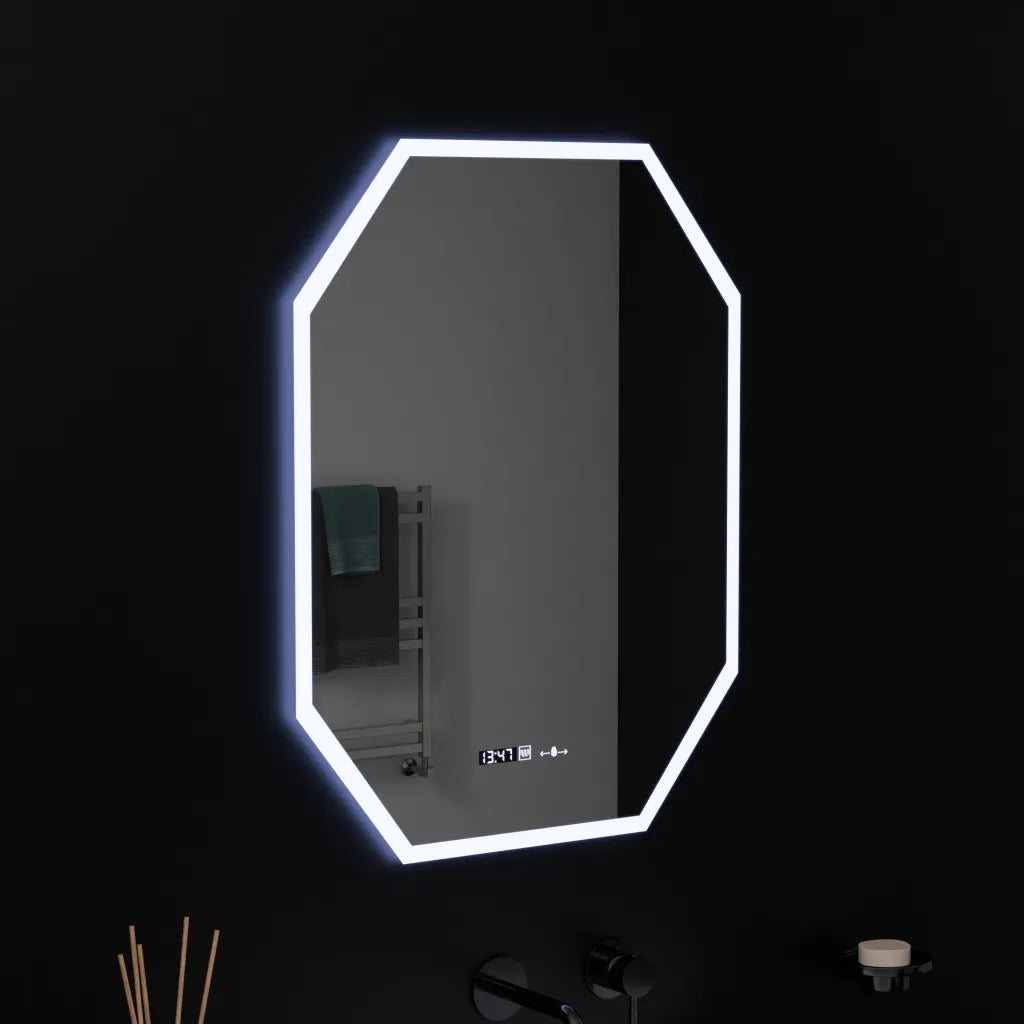 Καθρέφτης LED Polygon, 60X80cm, Hexaluce Marcello MotionGlow Sensor, De-fogging System, Clock & Thermometer, Dimabila Marcello Mirrors Προεπιλεγμένος τίτλος Alessandro Design