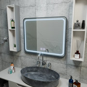 Ορθογώνιος καθρέφτης LED 90x75cm EDGE Touch Demister System, Καθρέφτες μαύρου πλαισίου Korman E Προεπιλεγμένος τίτλος Alessandro Design