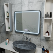Ορθογώνιος καθρέφτης LED 80x60cm - EDGE Touch Demister System, Μαύρο πλαίσιο