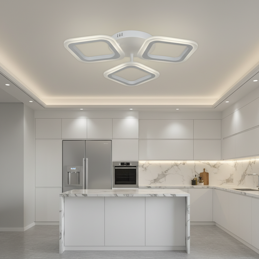 Πολυέλαιος LED ERIKA 20W, 3 τετράγωνα, ουδέτερο φως 4000k, Λευκό, μέταλλο και ακρυλικό εφαρμοσμένο πολυέλαιοι LED Προεπιλεγμένος τίτλος Alessandro Design