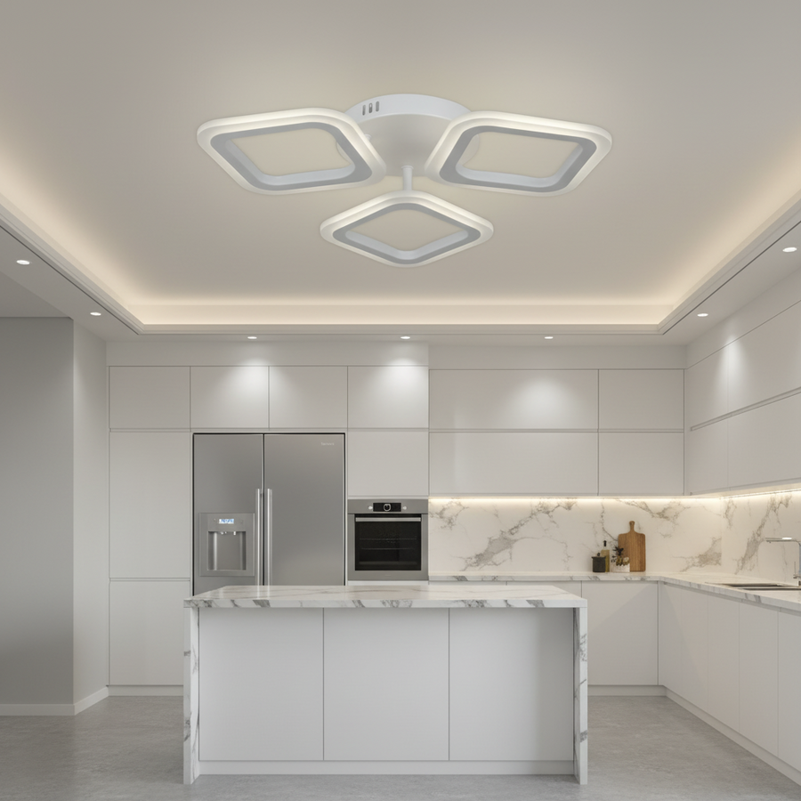 Πολυέλαιος LED ERIKA 20W, 3 τετράγωνα, ουδέτερο φως 4000k, Λευκό, μέταλλο και ακρυλικό εφαρμοσμένο πολυέλαιοι LED Προεπιλεγμένος τίτλος Alessandro Design